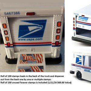 Postage/Stamp Dispenser Postal Truck + Authentic Roll of 100 Forever Sta…